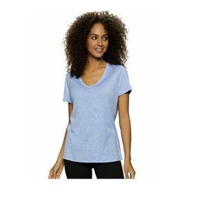 NWoT Felina Women's Everyday Short Sleeve V-Neck T Shirt Blue Size M $35 9HL214